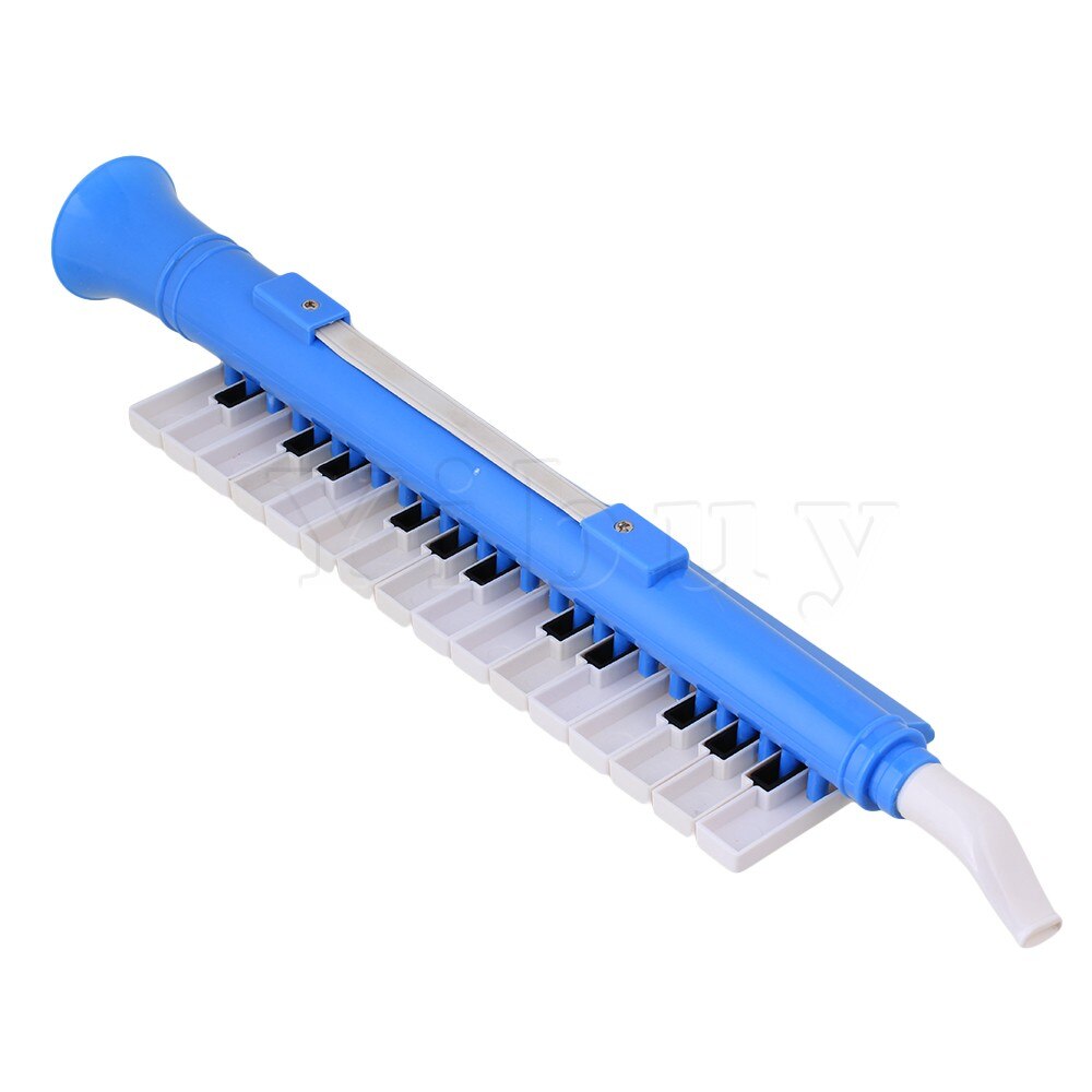 Yibuy blå lett 27 tangenter note melodica vind piano munnorgel plast