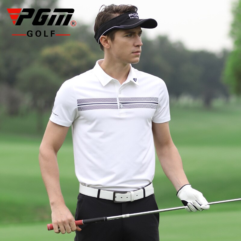 Golf T-shirt Pgm Mannen Shirts Zomer Ademend Elastische Korte Mouwen Uniformen Sneldrogende Golf Kleding Maat M-XXL: WHITE / M