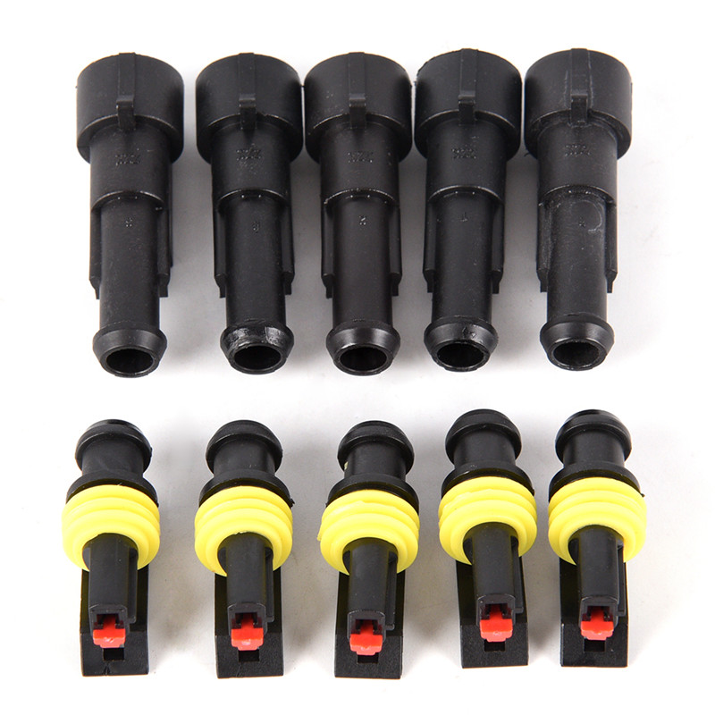 5set Car Part 1 Pin Way Sealed Waterproof Electrical Wire Auto Connector Plug Set Car Motorcycle for HID LED Light fog lamp