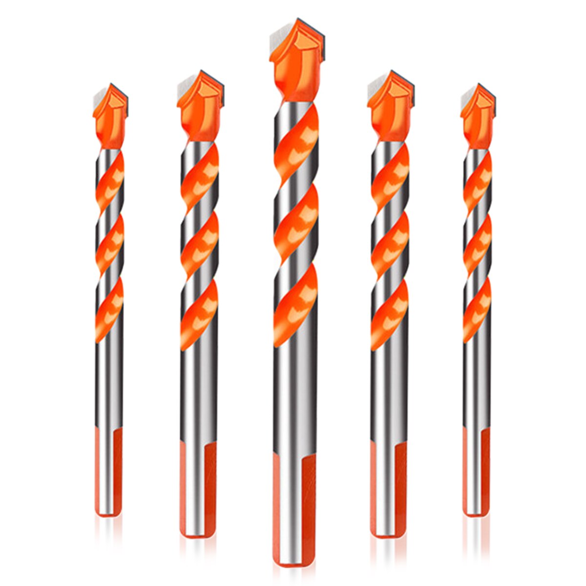 5/7 Pcs Set Drill Bits Triangular-overlord Handle Multifunctional Drill Bits Perforator Ceramic Marble Tile Drill Handle: 5pcs orange