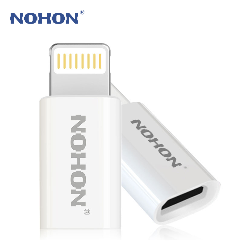 NOHON 8pin USB Adapter To Micro USB Charger For iPhone 8 7 6 6S Plus 5S 5C 5 iPad Mini Air iPod Quick Charge Data Sync Connector: 8Pin To Micro