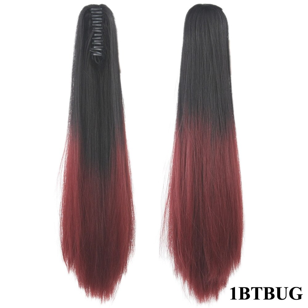 Lange Rechte Synthetische Paardenstaart Vrouwen Ombre Hair Stuk Staart Hoge Temperatuur Fiber Pony Tail Hair Extensions voor Dame: 1btbug
