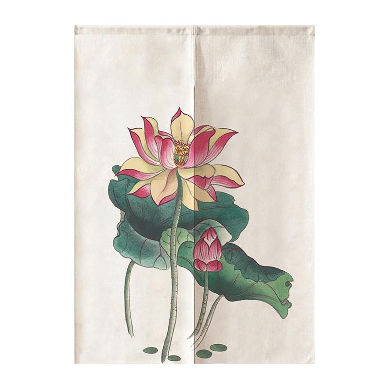 Rideau Feng Shui de porte en Lotus | rideau chinois de porte, salon Restaurant cuisine demi-rideau: 10 / 85x120cm