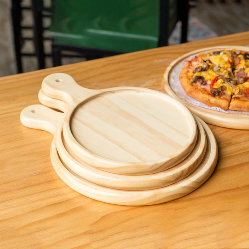 6/8/9/10/12 Inch Wooden Pizza Board with Handle Baking Tray Cutting Board Platter Plate Bakeware Tools