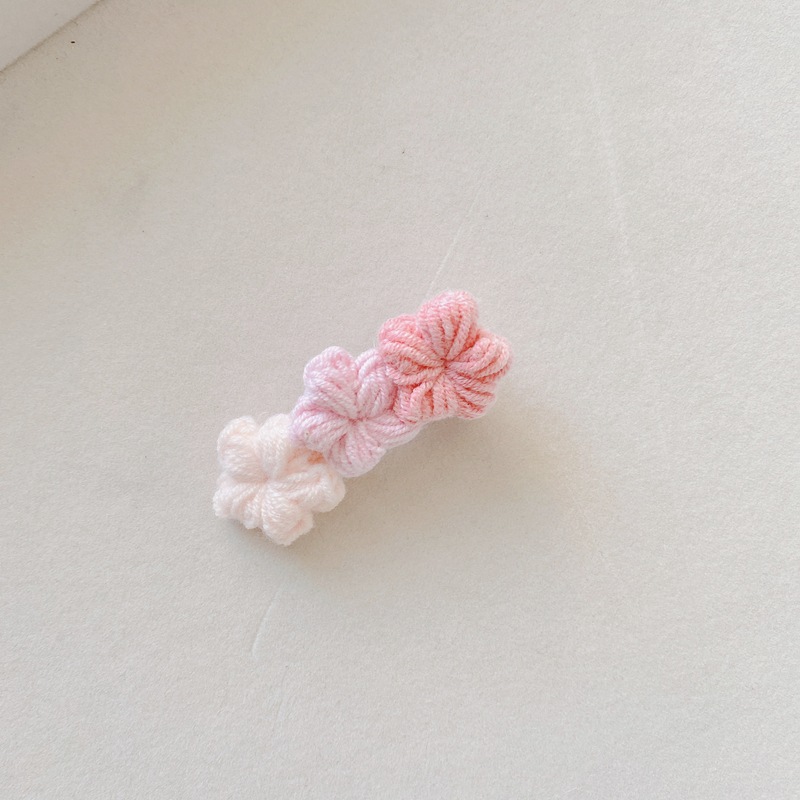 Koreaanse Gebreide Bloemen Haarspelden Elastische Haarbanden Kawaii Gradiënt Kleur Haarspeldjes Voor Meisjes Hoofddeksels Meisjes Kids Haar Accessoires: 1pc pink hairpin