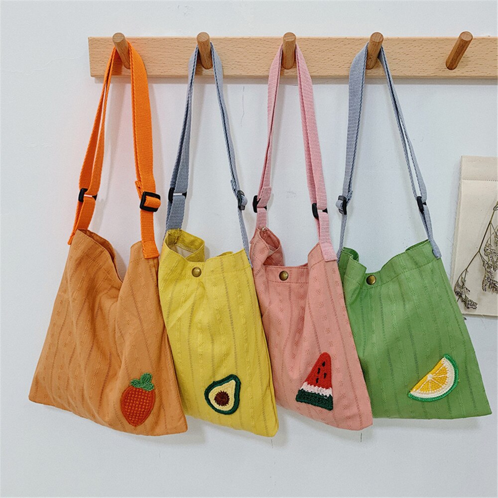 Kinderen Meisje Kids Portemonnee Tas Zwervers Mini Kleine Leuke Katoenen Stof Vruchten Effen Koreaanse Accessoires