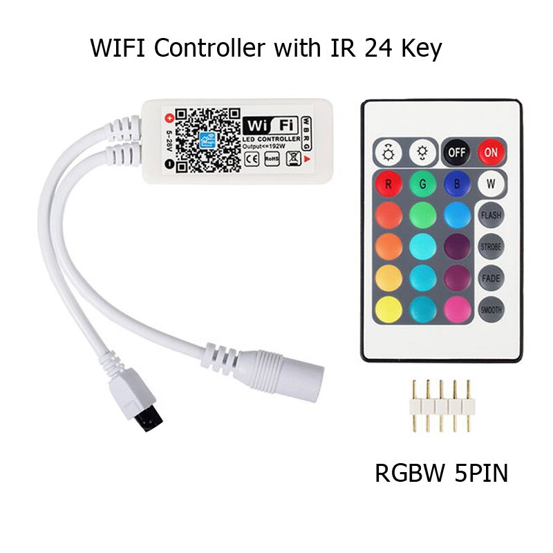 Magic home led-stripcontroller  dc5v 12v 24v bluetooth draadloze wifi-controller, rgb/rgbw ir rf voor 5050 ws2811 ws2812b pixels: Ir24k wifi rgbw 5- pins