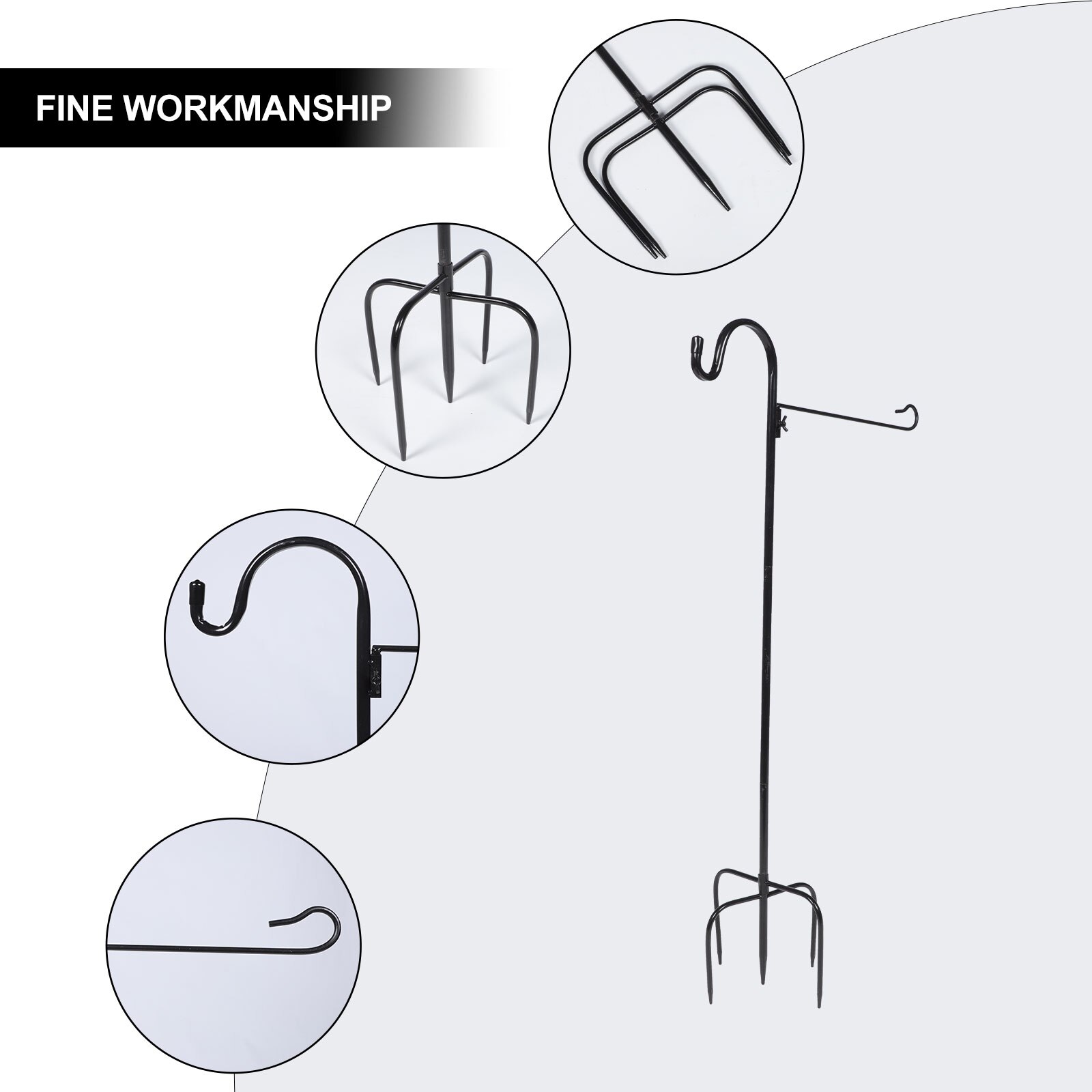 Ground Inserted Hook Practical Light Hanging Hook Shepherd Hook Iron Lamp Hook for Park