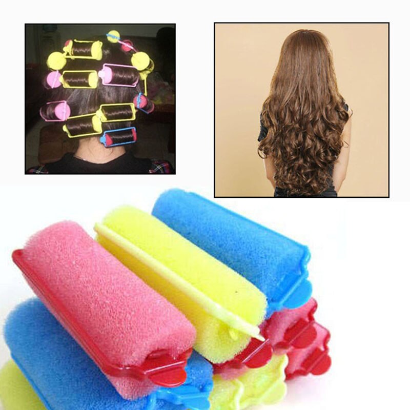 10pcs Gesp Zachte Spons Foam Hair Curler Roller Curling Styling Salon Kapper Kappers Hairstyling Twist Gereedschap Kit