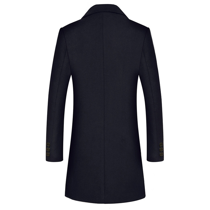 Classic Long Wool Trench Coat Men Winter Brand Slim Fit Men&#39;s Cashmere Coat Single Breasted Black Overcoat Windbreaker