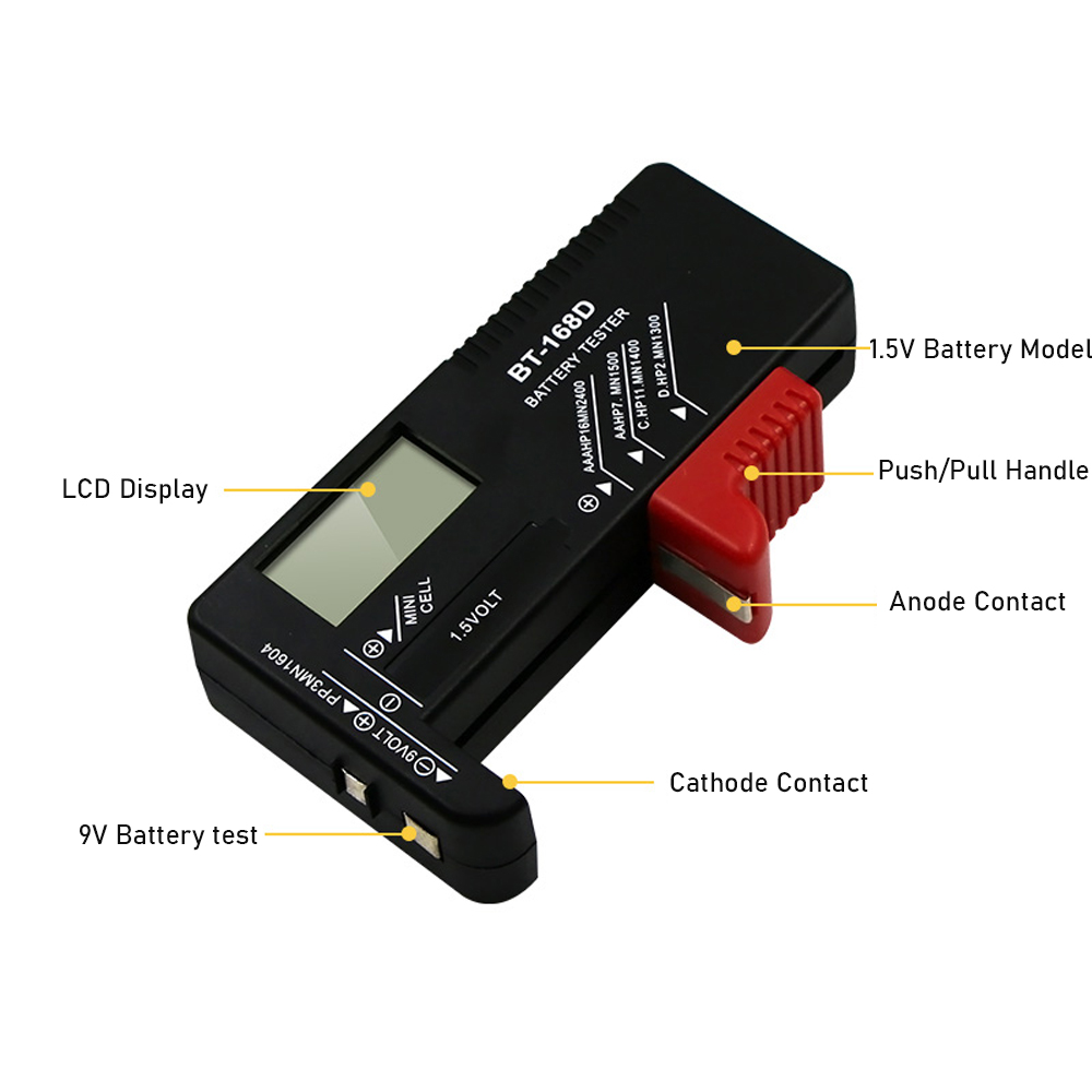 BT-168D Digital Battery Tester Universal Capacity Tester AA/AAA/9V/1.5V Button Cell Battery Colour Coded Meter Indicate Checker