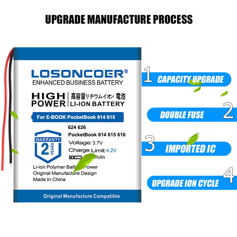 2400mAh 306070PL Battery For PocketBook 614 626 615 627 touch lux 3 626 Plus 632 Basic Touch 2 Touch HD 3 4G-15 4K-19 306075