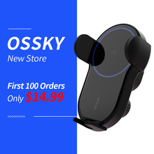 Ossky Qi Wireless Car Charger Voor Samsung Mobiele Telefoon Houder Draagbare Oplader Mount Qi Auto Draadloze Oplader 15W Snelle opladen