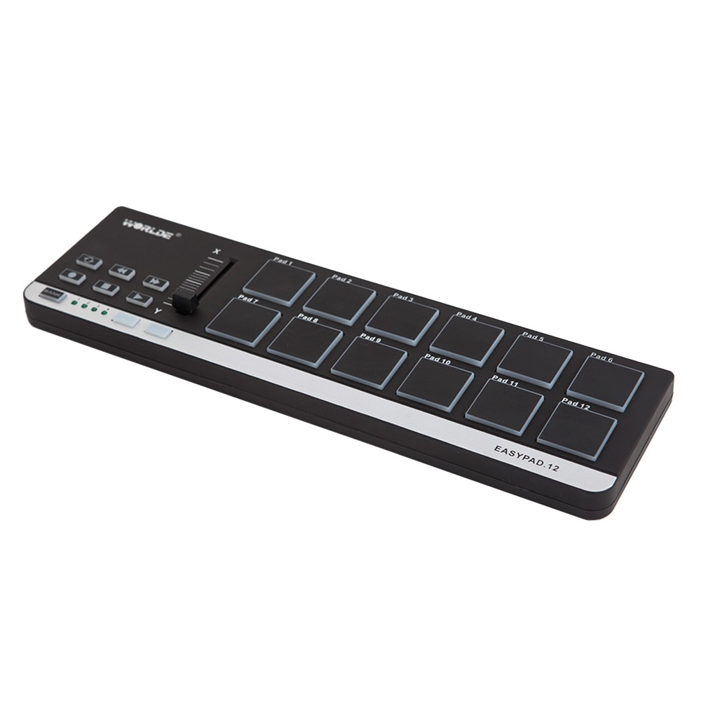 Worlde EasyPad.12-Mini USB portátil, controlador MIDI de 12 tambores, , 4 bancos para diferentes configuraciones, fácil de llevar