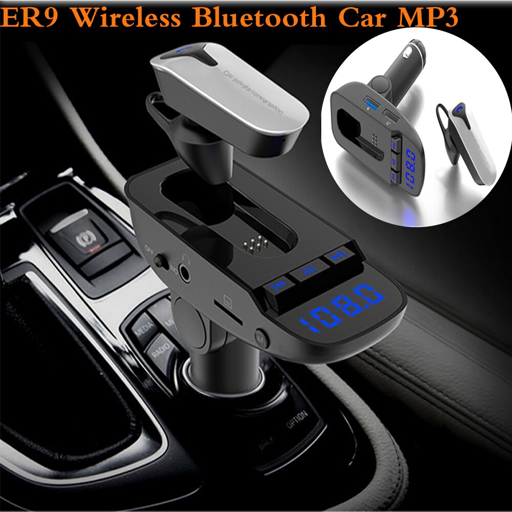 Draadloze V4.2 Auto Bluetooth Handsfree Headset MP3 Speler Fm-zender A2DP Functie Auto Oortelefoon