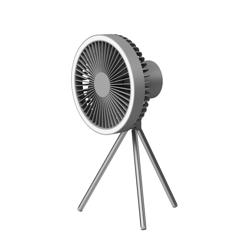 Standing Tripod Fan Outdoor Camping Hanging Fan Dual-use Portable Fan light Home charging small ceiling Fan:  Dark Grey 4000mAh 