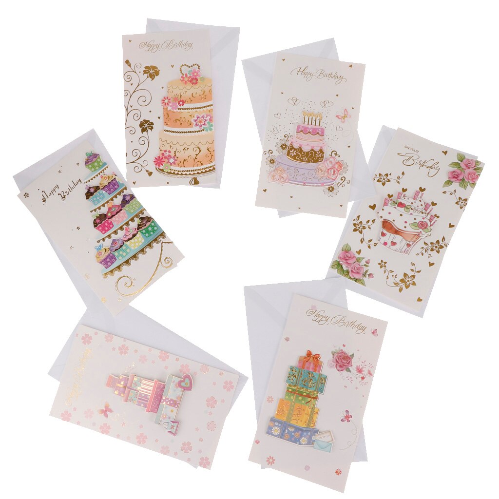 6 stycken födelsedagskort grattis på födelsedagskortet uppsättning barn födelsedagsfest baby shower leveranser
