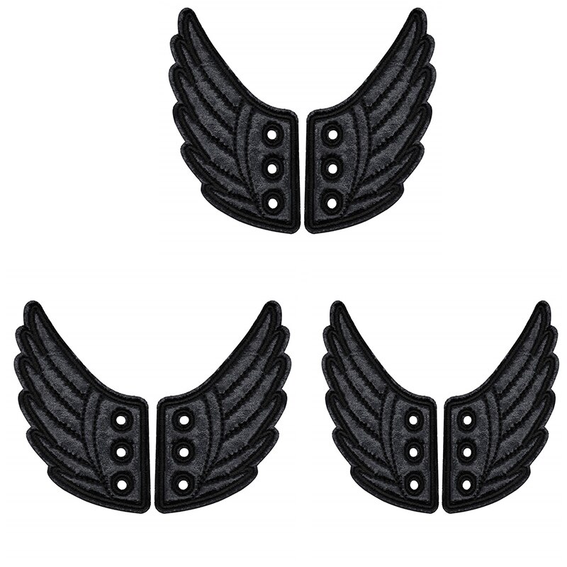 3 par personlighed pu læder skøjte små flagermus engel vinger sko vinger ornament marathon sneakers sko diy indretningstilbehør: Englevinger 3 par