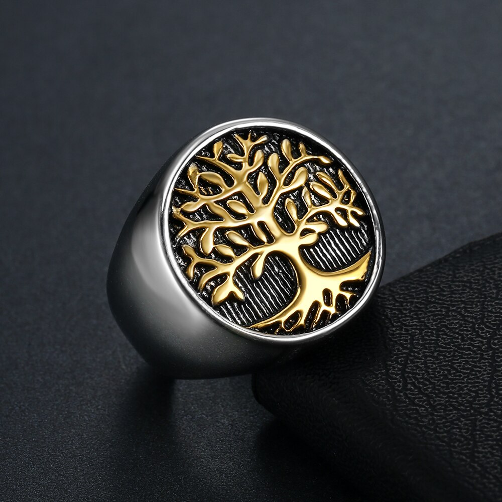 CFBulongs Beier Viking ring 316l Stainless Steel nose viking life Tree Amulet stylish Odin scandinavian Men Ring Jewely