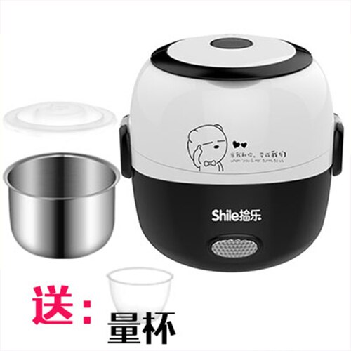 Electric lunch box heat preservation multifunctional double-layer heating rice cooker small stainless steel with lunch box: 1 black liner