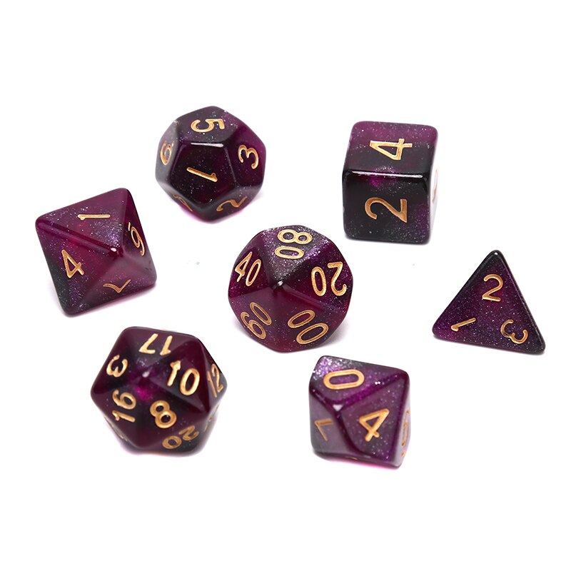 7 Stks/set Sterrenhemel Dobbelstenen Digitale Dice Game Polyhedral Multi Zijdige Acryl