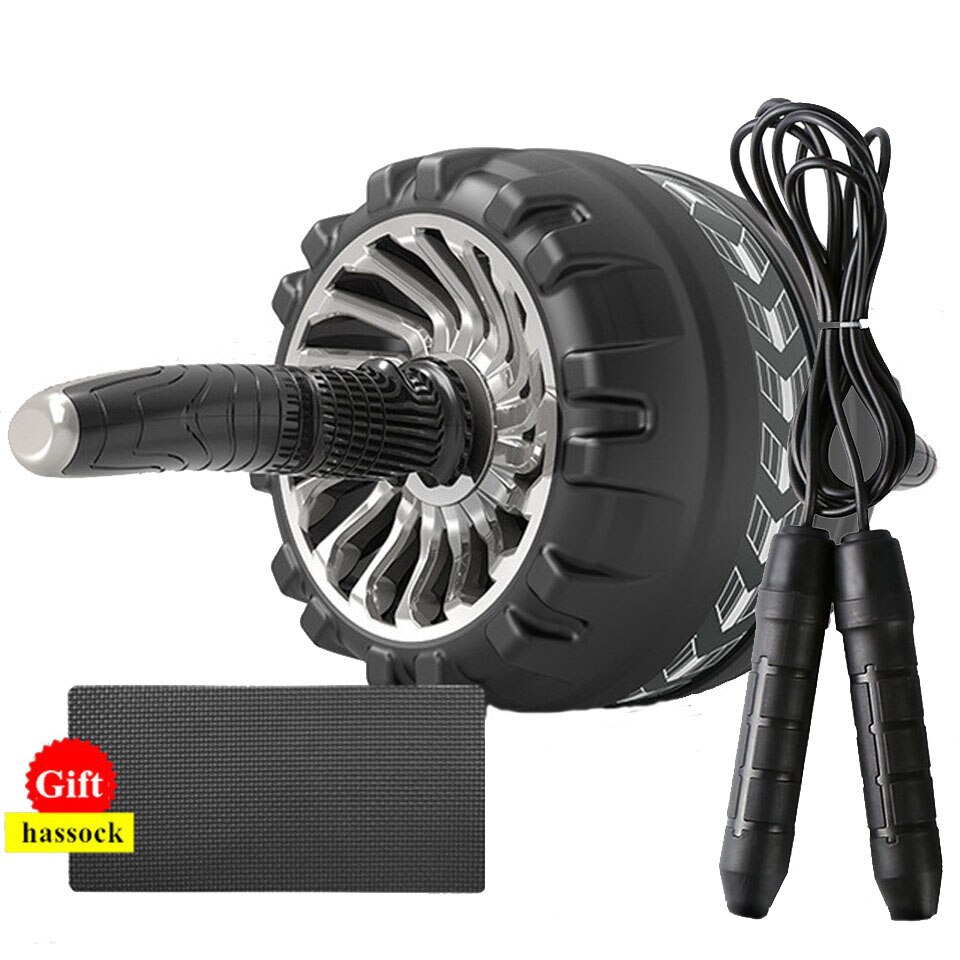 Rueda de rodillo Abdominal, equipo de ejercicio muscular, herramientas de ejercicio para brazo, cintura y pierna: Black with rope