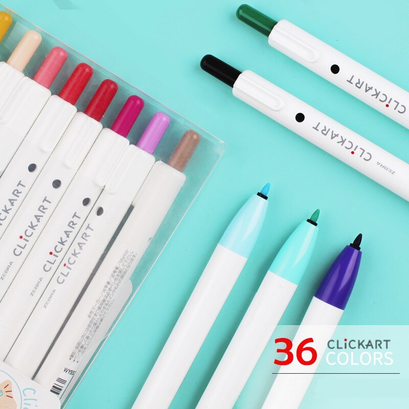 12/36 Colors Set Zebra Clickart Anti-Blooming Water-based Watercolor Pen WYSS22 Student Hand Book Art Painting Hook Pen
