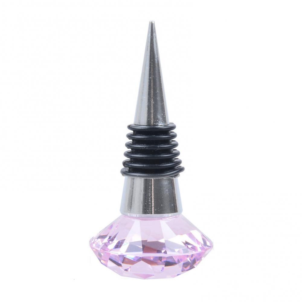 80%HOTCrystal Metal Silicone Leakproof Reusable Wine Stopper Bottle Sealer Cork Plug: Pink