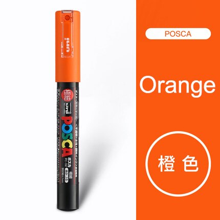 UNI POSCA-rotulador japonés de punta redonda, marcador de pintura PC-1M, pintado a mano, cómic, póster, bolígrafo publicitario, 0,7, 3 uds.: Orange