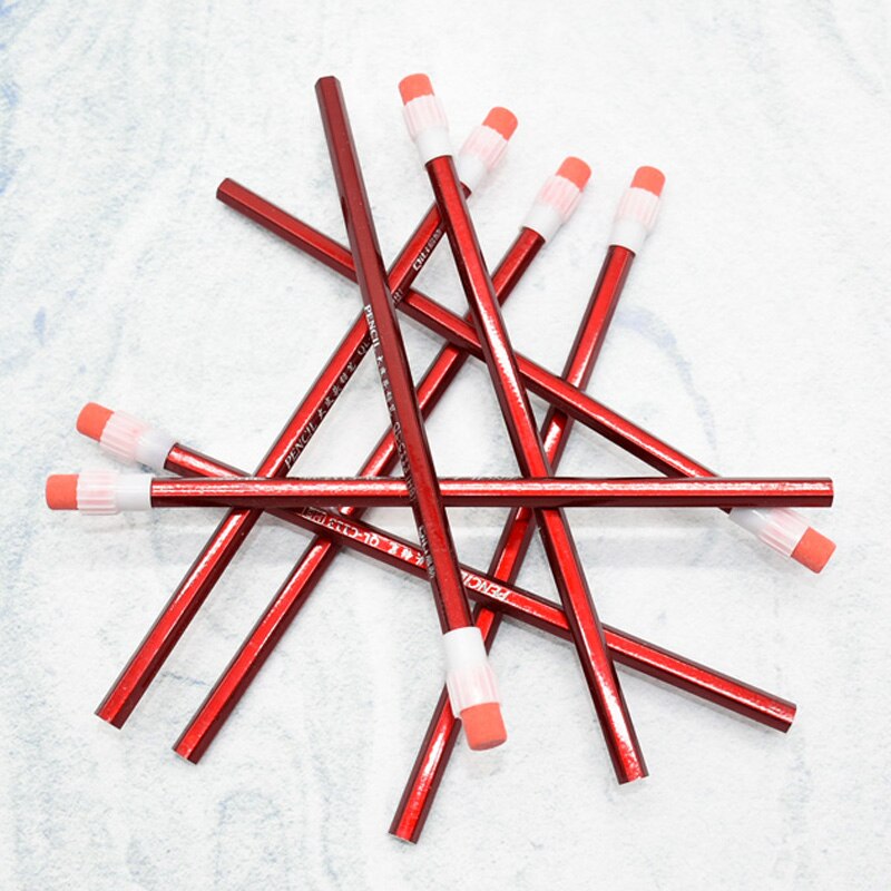 10Pcs Red Wooden Pencil with Eraser HB Standard Pencils Student Writing Drawing Sketch Pencil Stationery School Office Supplies