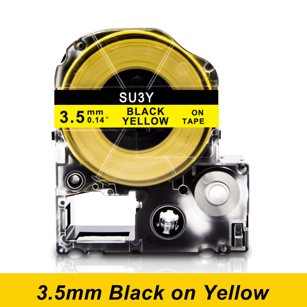 Tubo termorretráctil de etiquetas de 3,5/5/11mm SU5S SU11S SU5Y SU11Y SU3Y SU3W Compatible con impresora Epson LabelWorks LW-300 LW-400 LW-500: K