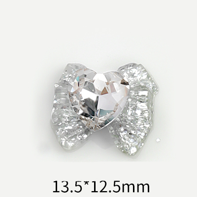 10 Uds. De abalorios para uñas de Sailor Warrior Moon 3D, lazo rosa brillante para niñas, gemas de diamante blanco, diamantes de imitación para uñas, piezas de uñas de japonés: Blanco