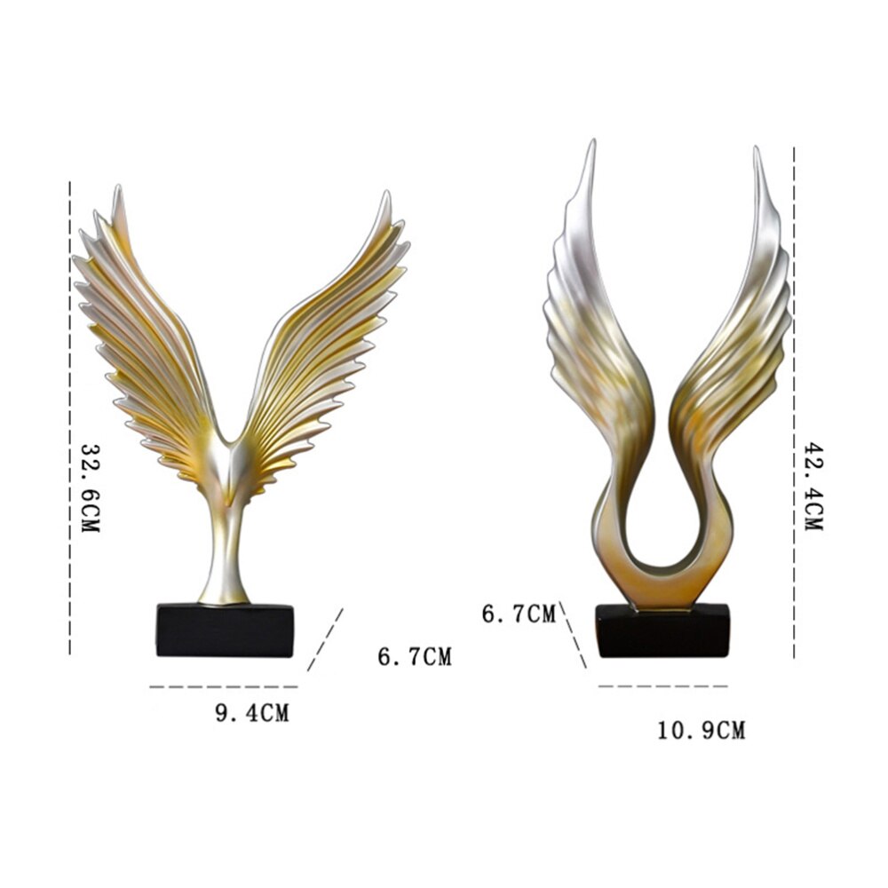 1Pc Moderne Skulptur Engel FlüGel Statue Harz Skulptur Tabletop Dekoration Ornament für Wohnzimmer Schlafzimmer Schrank (Goldene