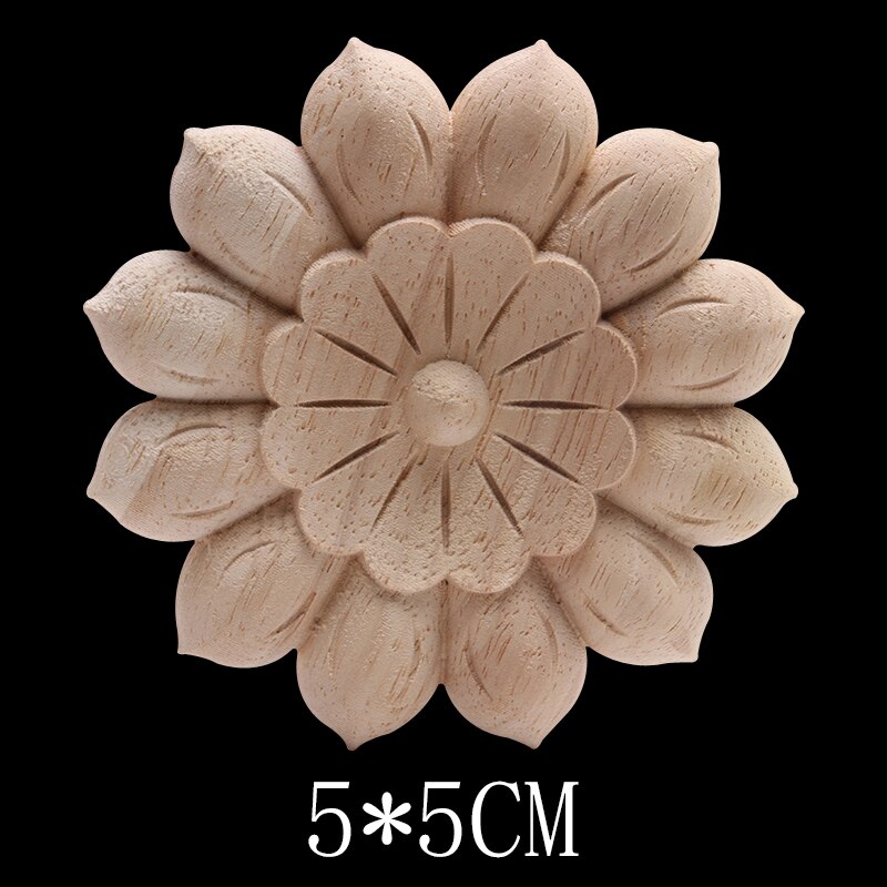 Decoración Retro Natural molduras de madera exquisitas, calcomanía para madera apliques de madera, Onlay Rose Floral grande largo mueble madera gabinete: B125-2