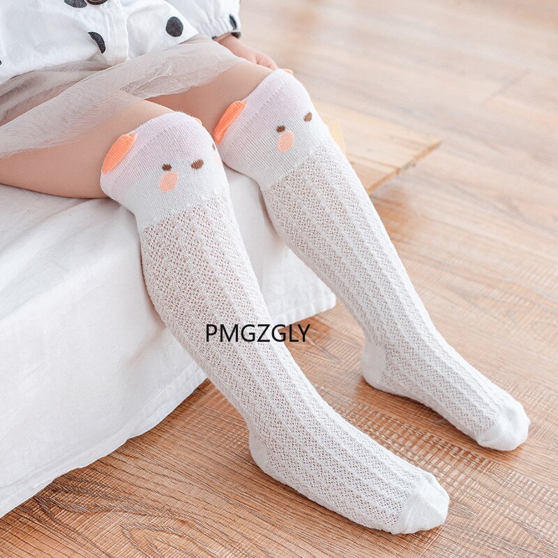 Calcetines de algodón para niños y niñas, medias hasta la rodilla, calentador de piernas, cinta de oso, elásticos, de 0 a 3 años