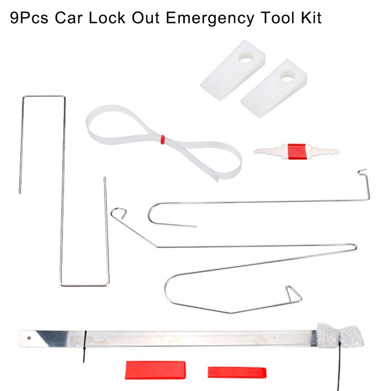 9 stks/set Universele Auto Lock Out Emergency Tool Kit Unlock Deur Open Tool Speciale Auto Reparatie Tools Auto Deur Onderhoud gereedschap