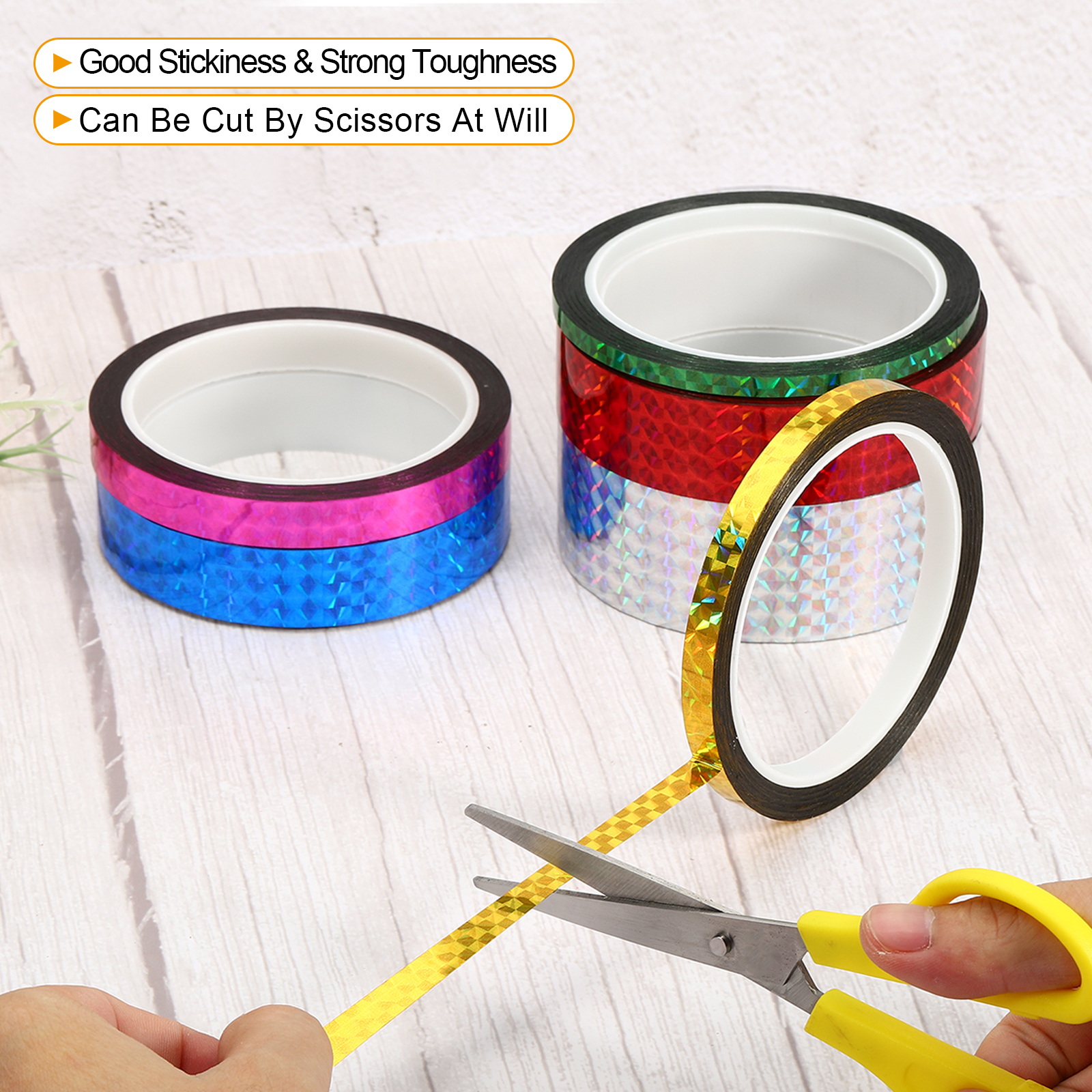 1Pcs 5/8/12mmx50m Prism Tape Holographic Metalized Reflective Adhesive Masking Tape for Detailing Accent Wall Decor Art Craft
