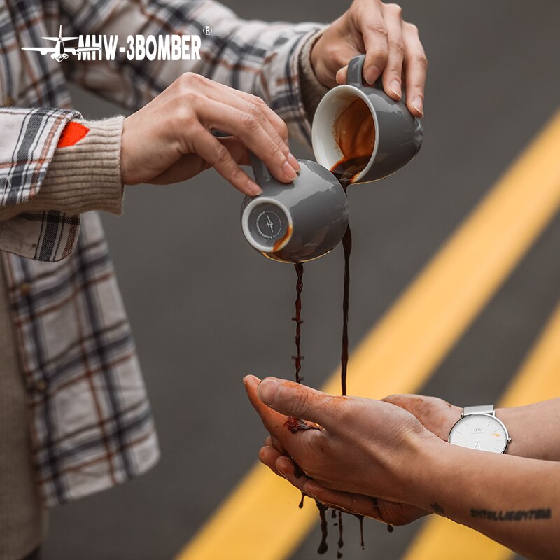 MHW-3BOMBER Espresso Cup 80ml Ceramic Porcelain Drip Coffee Lungo Ristretto Accessories Barista Tools Reusable V60 Coffee Cup