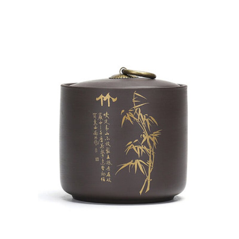 Caja de almacenamiento de té verde Puer de arcilla púrpura, lata de galletas, tarro de caramelo, frutos secos, caja de sellado, tanques de viaje, caja de hojas de té: C