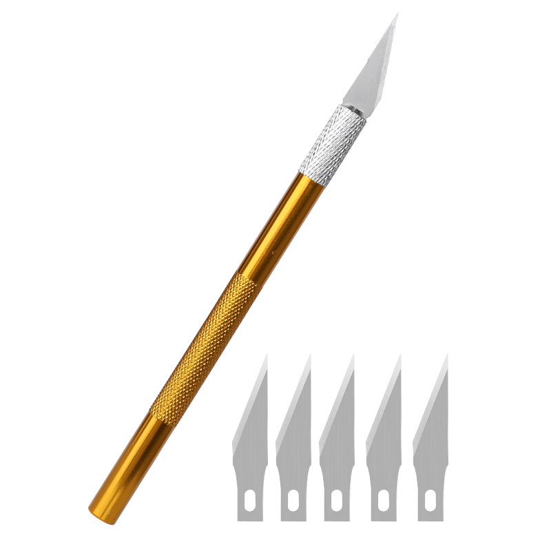 1PC Multi-color Metal Handle Non-Slip Carving Knife With 3Pcs Blade Leather Engraving Knife Set For DIY Repair Hand Tools: Type5