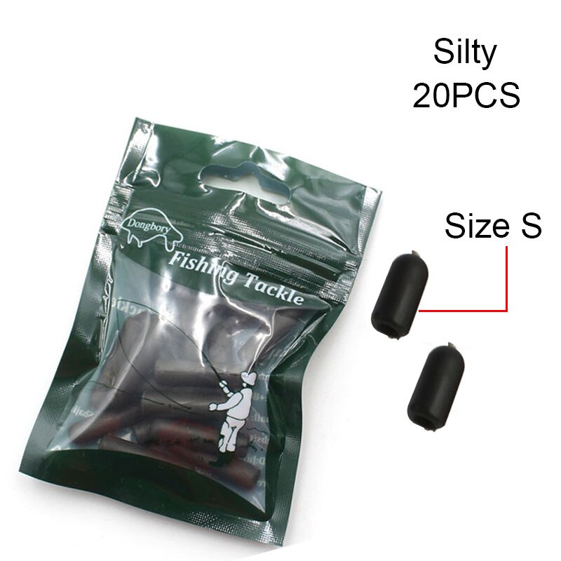 Perles d&#39;amortisseur de choc en caoutchouc pour pêcher la carpe,accessoires de pêche constitués de tampons de 12 à 25mm avec plateforme, 20 pièces,: 20PCS Silty Size S