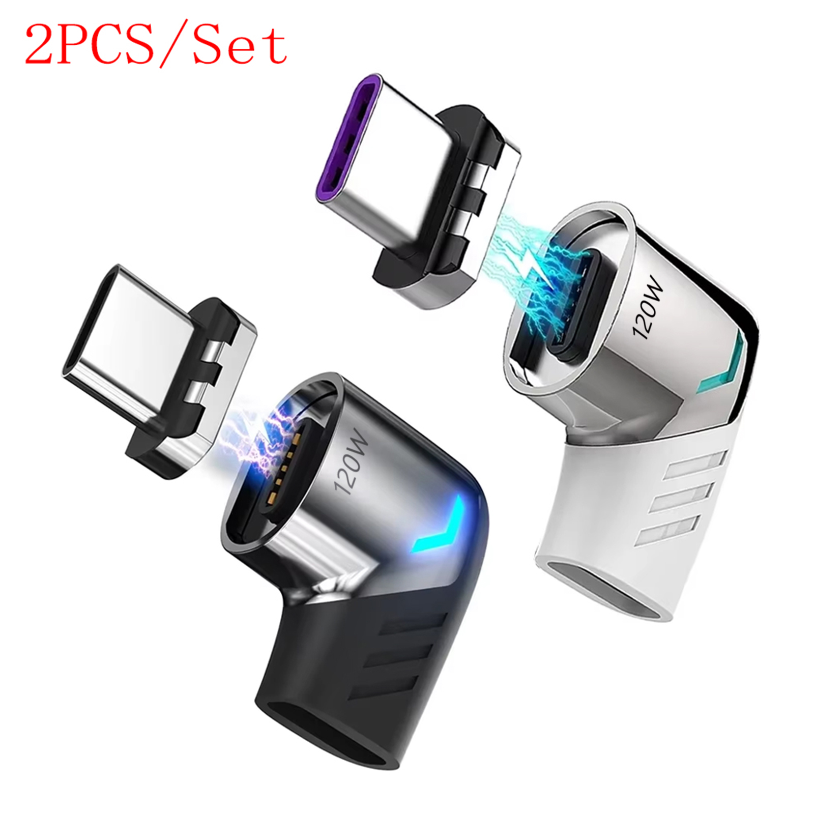 USB C To Type C Magnetic Adapter PD 120W USB Type C Magnetic Converter Magnetic Cable Right Angle USB C Connector: Orange