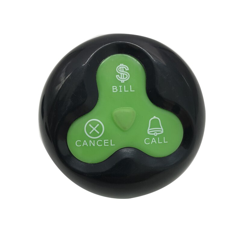 Long Distance Transmitter Wireless System 1 PCS Waterproof Button Pagers With 6 Colors Waiter Call For Restaurant Hotel: Black green