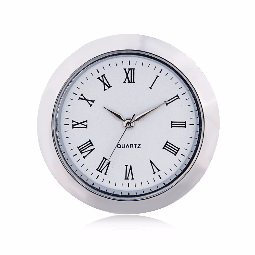Mini Clock Quartz Movement Insert Round 40mm hole White Face Silver Tone Bezel Roman Numerals 45mm Watch Face 1.7 inches