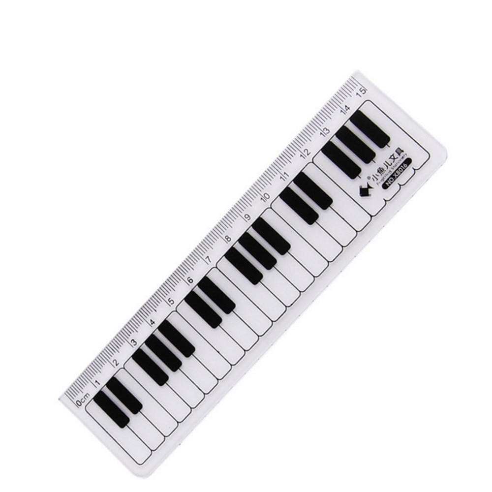 1 Pcs Cute 15cm Black White Musical Notes Piano Transparent Plastic Straight Rulers Drawing Measuring Ruler Student Stationery