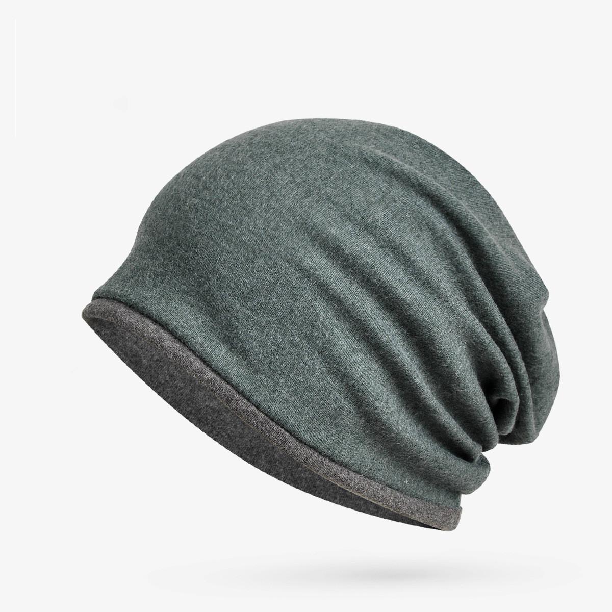 Cokk ear hat beanie vinterhatte til kvinder damer bomuldshuer bonnet forår vinter kvinder skullies herre hatte sort baggy cap: Grøngrå