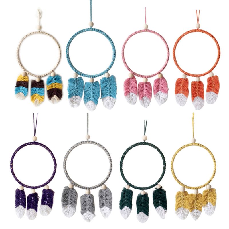 Atrapasueños nórdico hecho a mano de cuerda de algodón tejido, juguete atrapasueños de felpa, juguete decorativo para colgar en la pared para dormitorio de niños y niñas