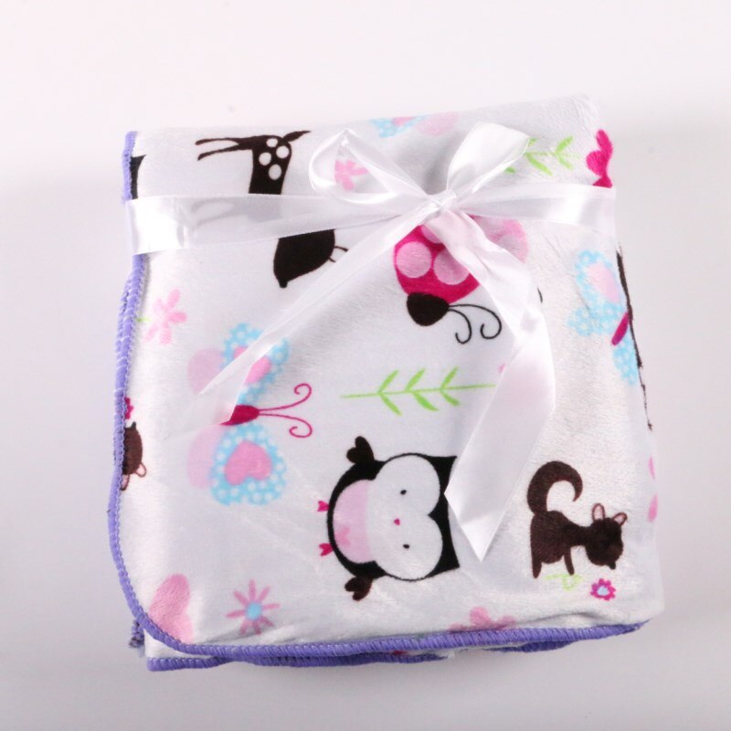 Factory Sales Baby Blanket thicken double layer fleece infant swaddle baby swaddle Microfiber plaid 76*102CM atrq0001: Purpleladybird