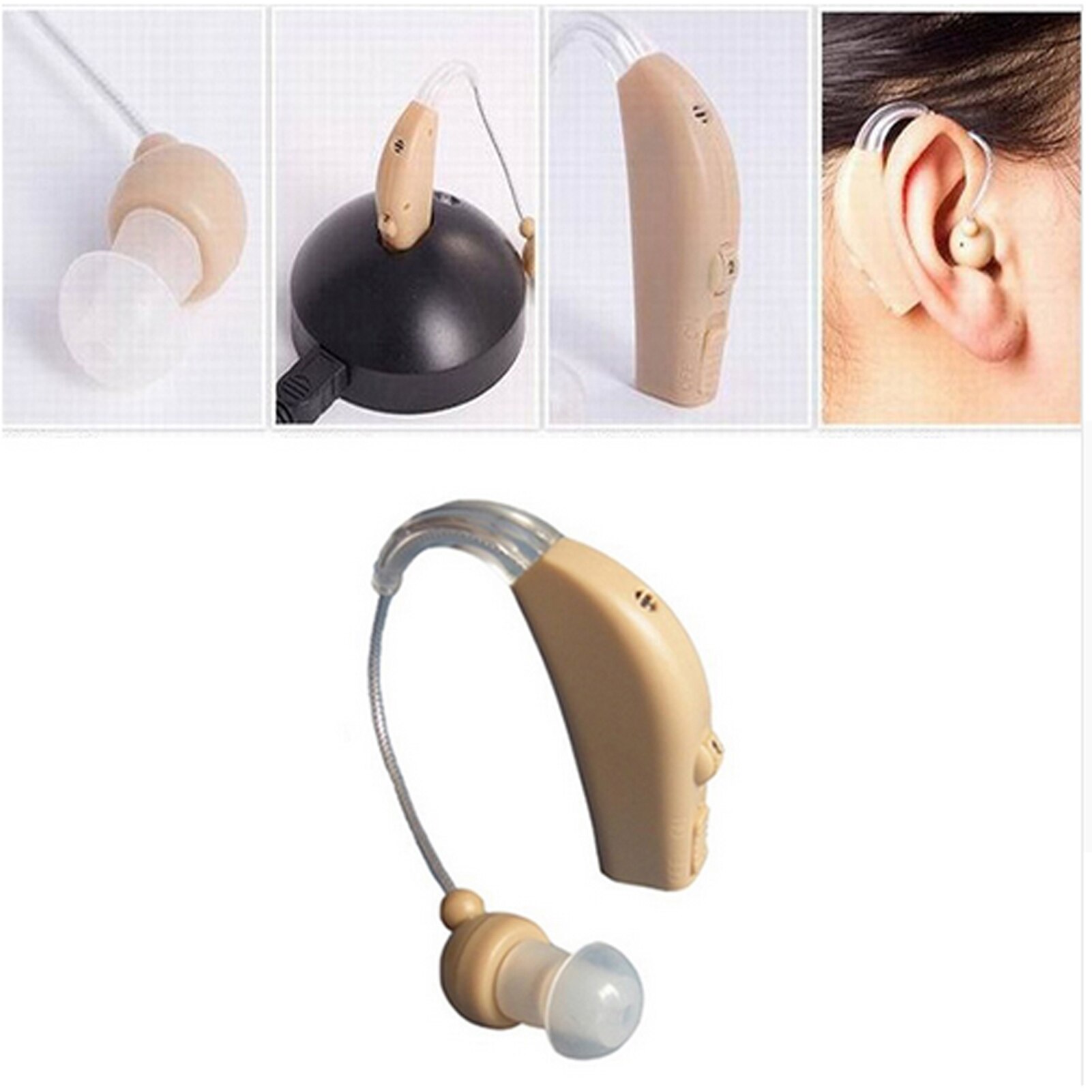 Hearing Aid Ear for Deafness Sound Amplifier Adjustable Hearing Aids Portable Sound Amplifier for the Elderly &amp; Recharging Base