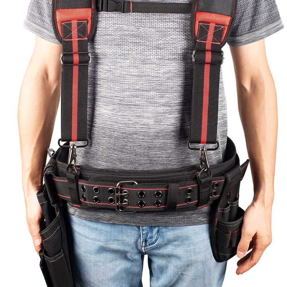 Ensemble de bretelles de travail pour charpentier, ceinture à outils, réglables, rembourrées, lombaires et de style joug, pour électricien